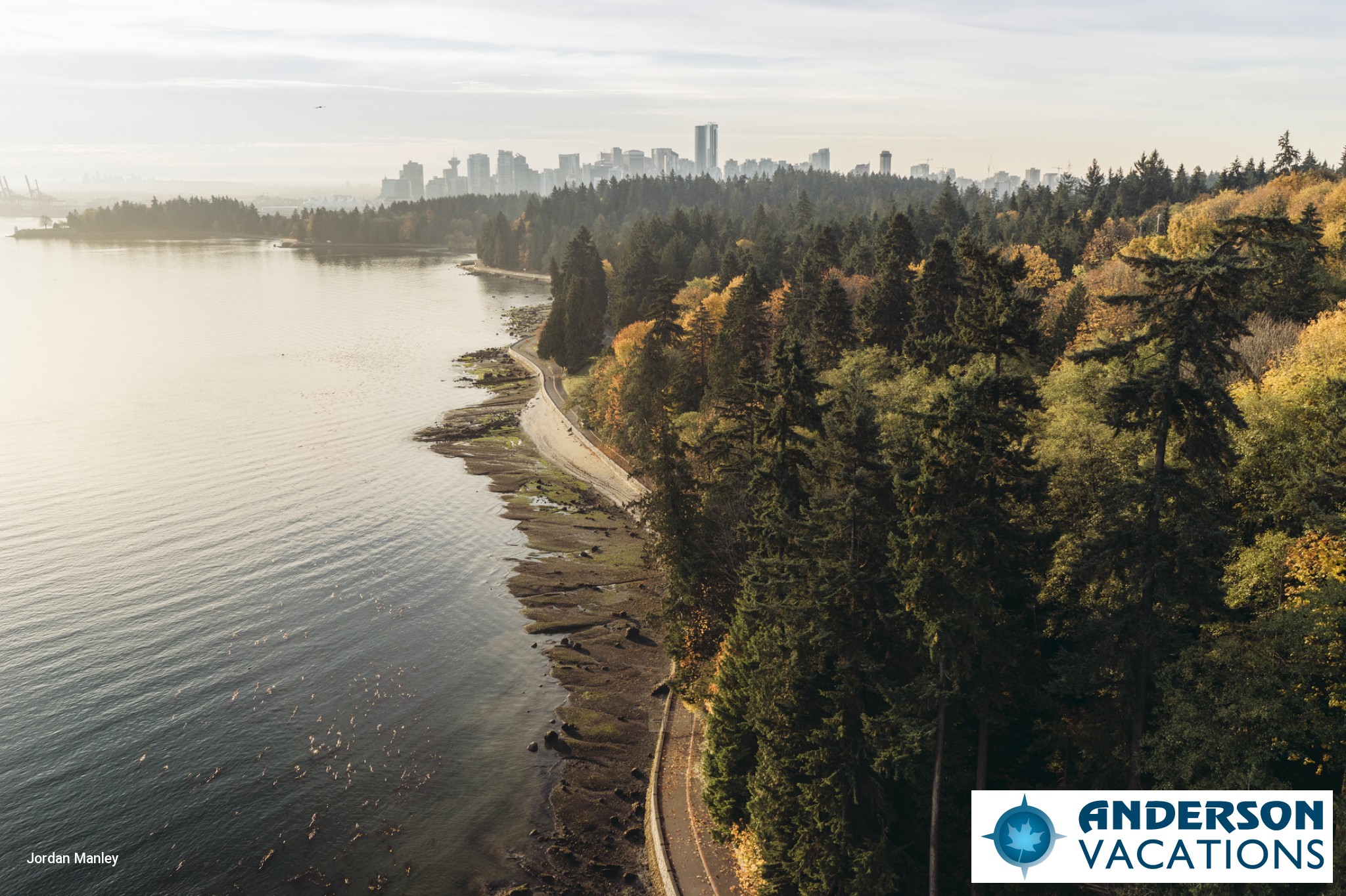 Stanley Park Seawall and Vancouver in the distance