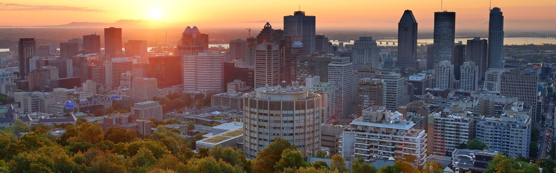 Montreal City skyline at sunrise